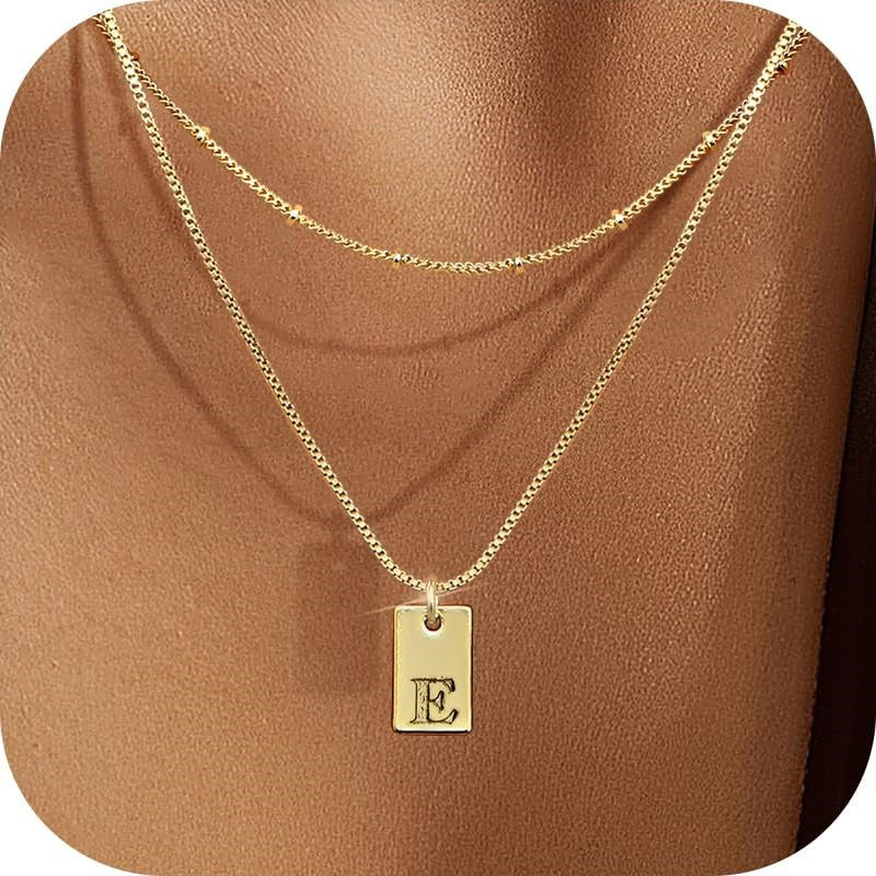 Lumière Initial Tag Layered Necklace — Gold