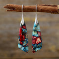 Bohemian Multicolour Stone Drop Earrings — Silver