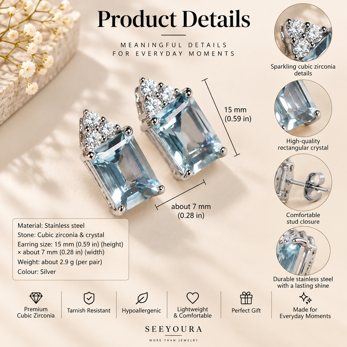 Éclat Azure Stud Earrings