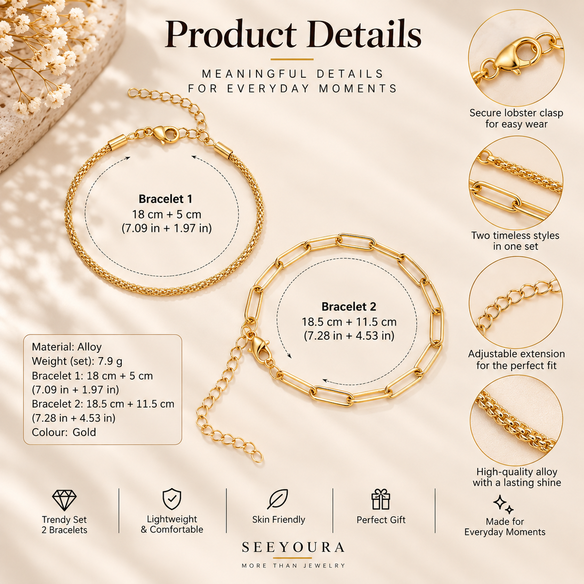 Éclat Solitaire Bracelet — Gold