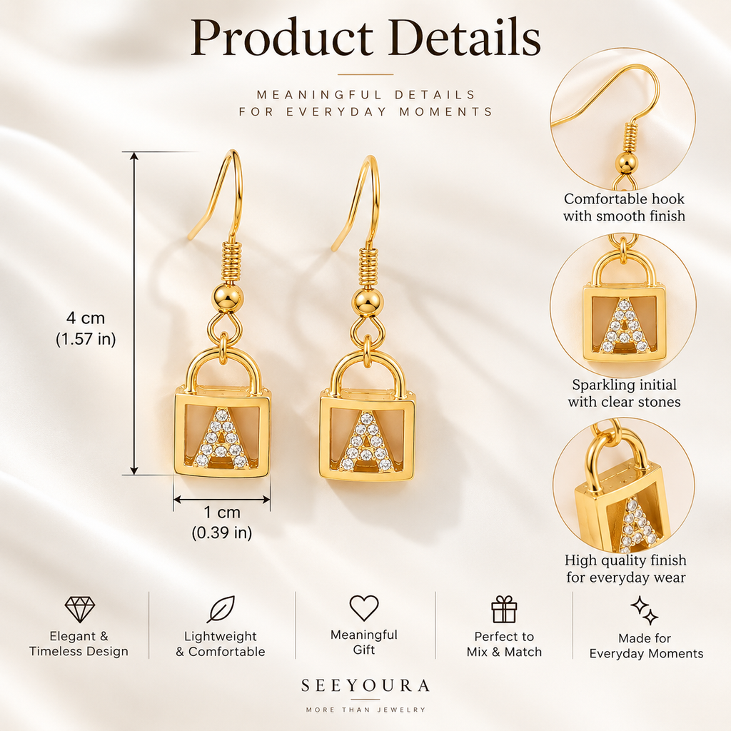 Geometric Initial Drop Earrings