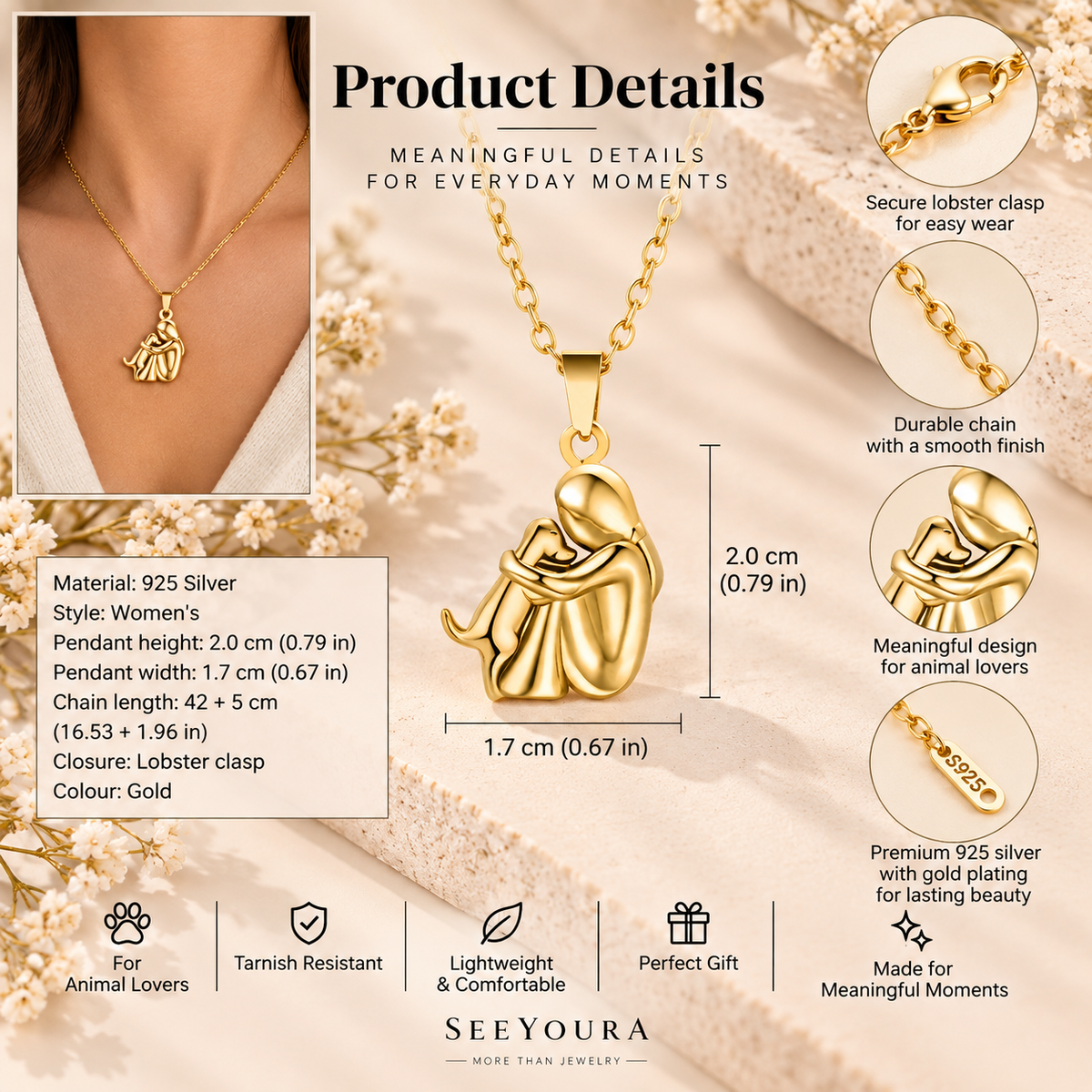 Compagnon Dog Necklace — Gold