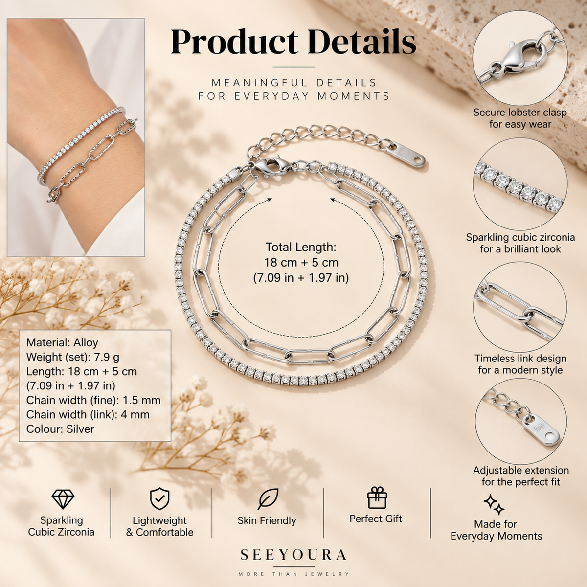 Lumière Link Bracelet — Silver