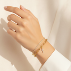 Gold Cross Bracelet Set — On the Wrist Light