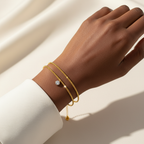 Gold Double Bracelet Set — On the Wrist Dark