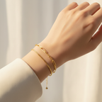 Gold Tennis & Paperclip Bracelet Set — On the Wrist Light