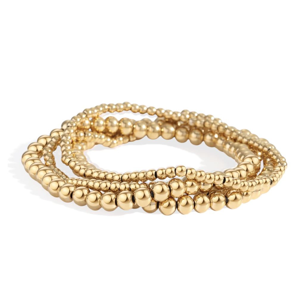 3mm & 5mm Beaded Bracelet Stacking Set in gold by Seeyoura
