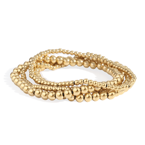 3mm & 5mm Beaded Bracelet Stacking Set in gold by Seeyoura