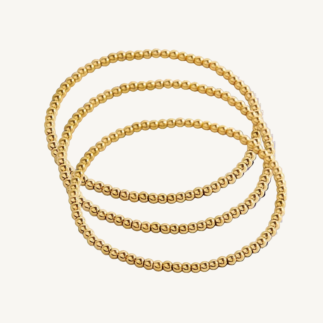 3mm Beaded Bracelet Stacking Set in gold by Seeyoura