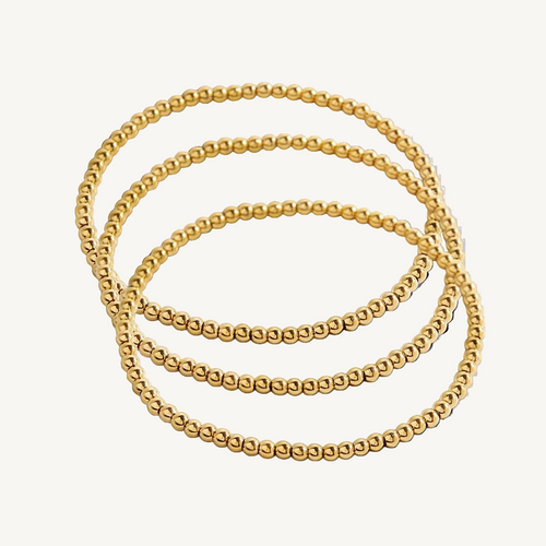 3mm Beaded Bracelet Stacking Set in gold by Seeyoura
