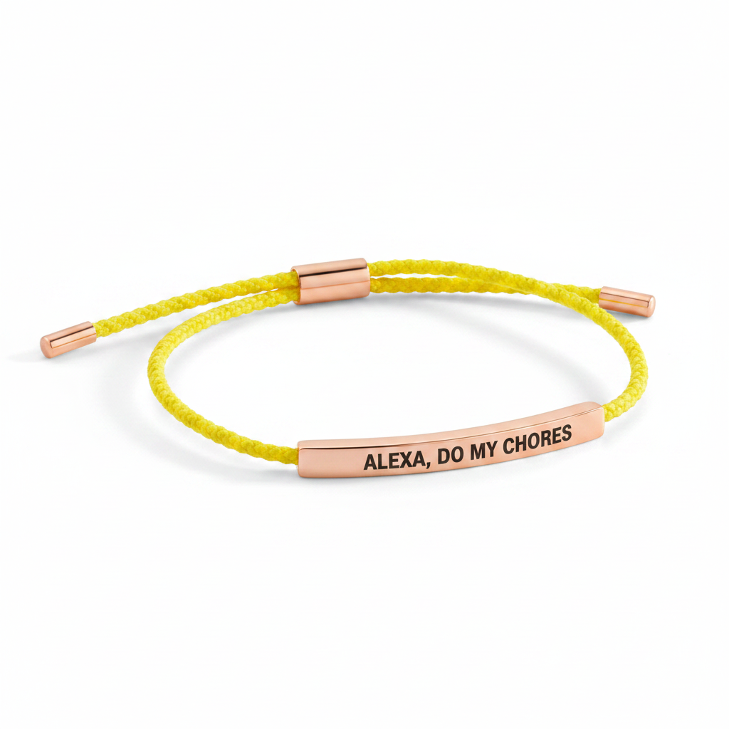 Alexa, Do My Chores Inspire Bracelet in Lemon Yellow, rose-gold by Seeyoura