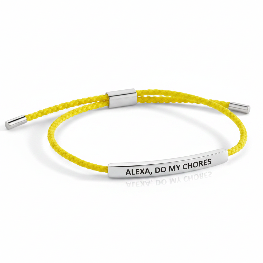 Alexa, Do My Chores Inspire Bracelet in Lemon Yellow, silver by Seeyoura