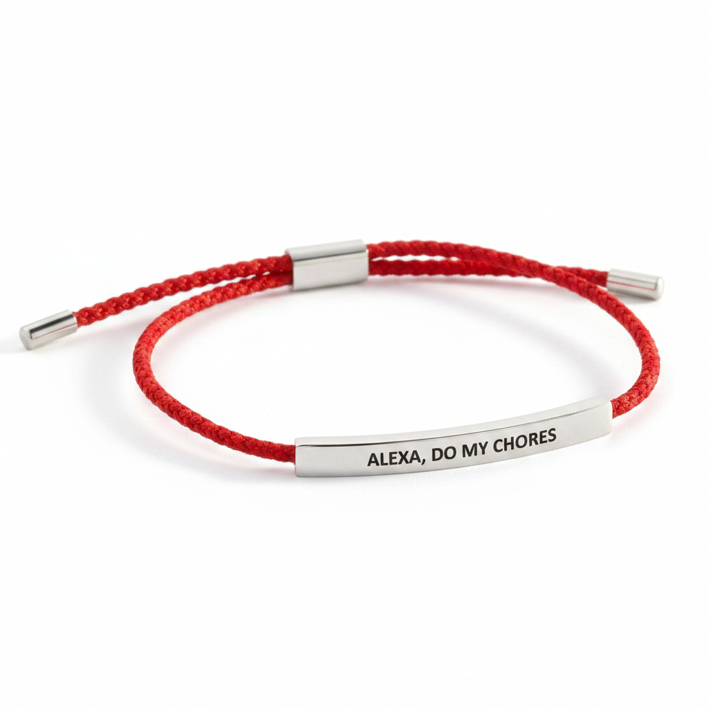 Alexa, Do My Chores Inspire Bracelet in Lucky Red, silver by Seeyoura
