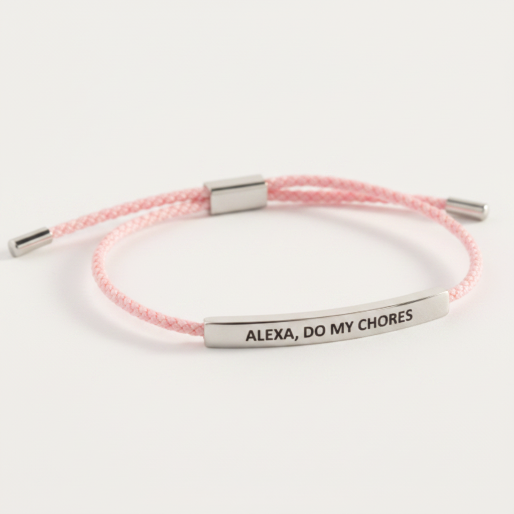 Alexa, Do My Chores Inspire Bracelet in Pink, silver by Seeyoura