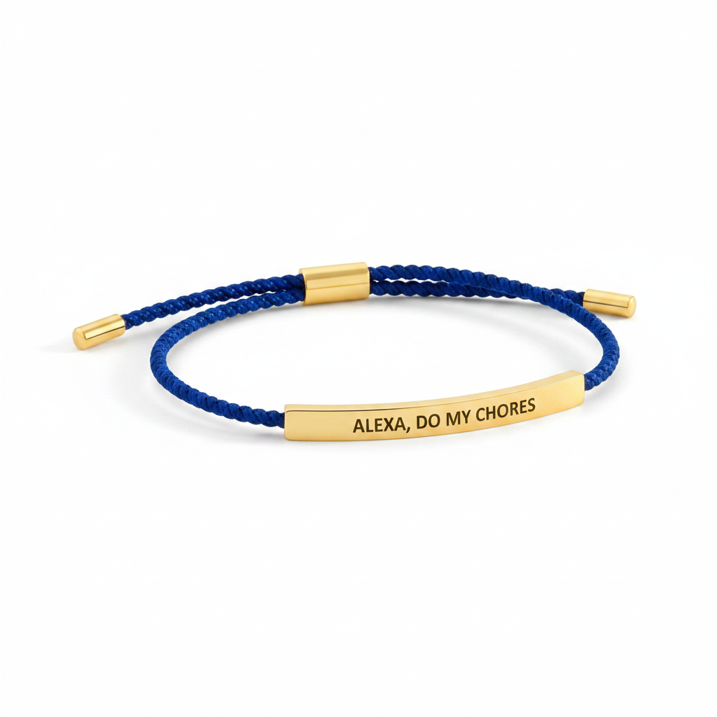 Alexa, Do My Chores Inspire Bracelet in Royal Blue, gold by Seeyoura