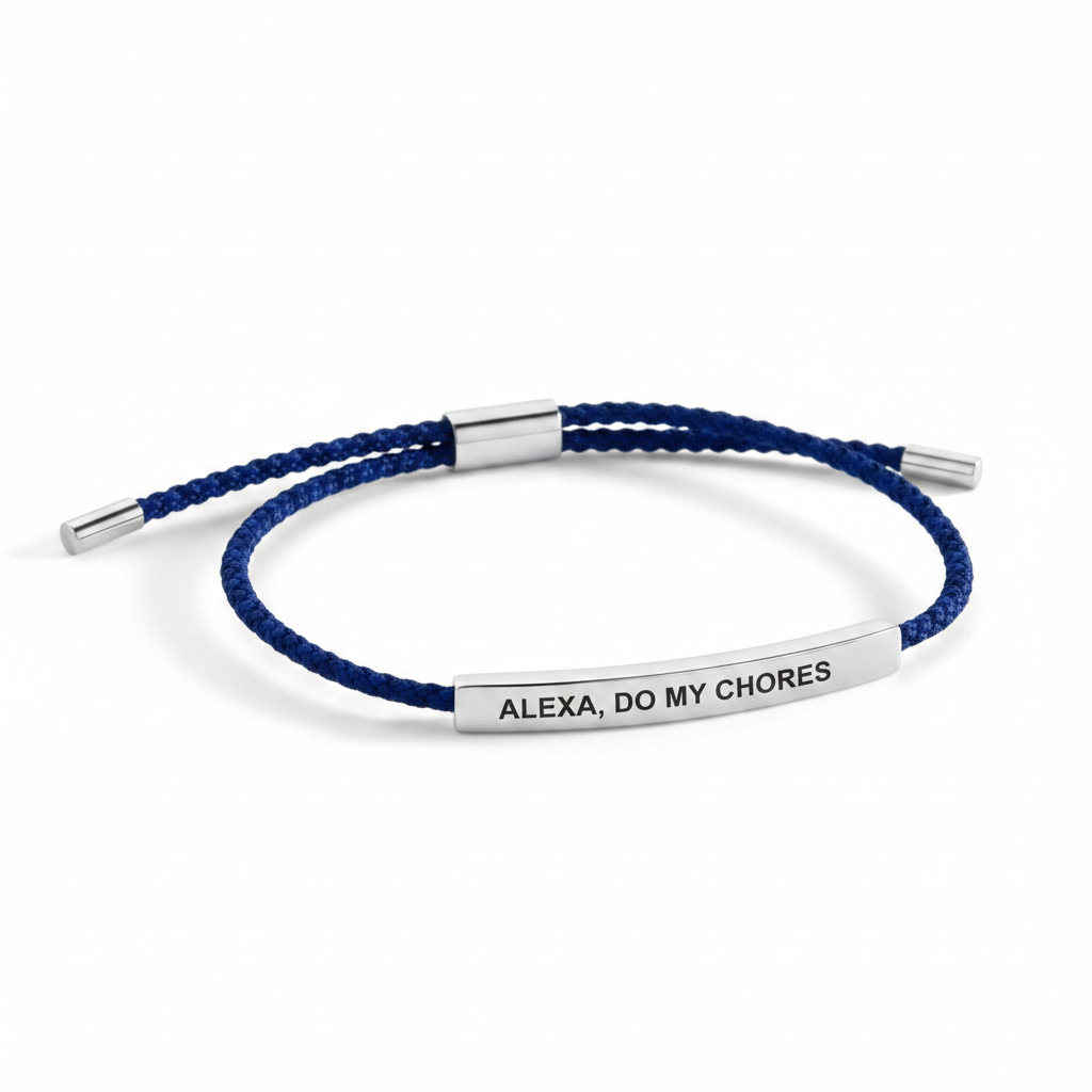 Alexa, Do My Chores Inspire Bracelet in Royal Blue, silver by Seeyoura