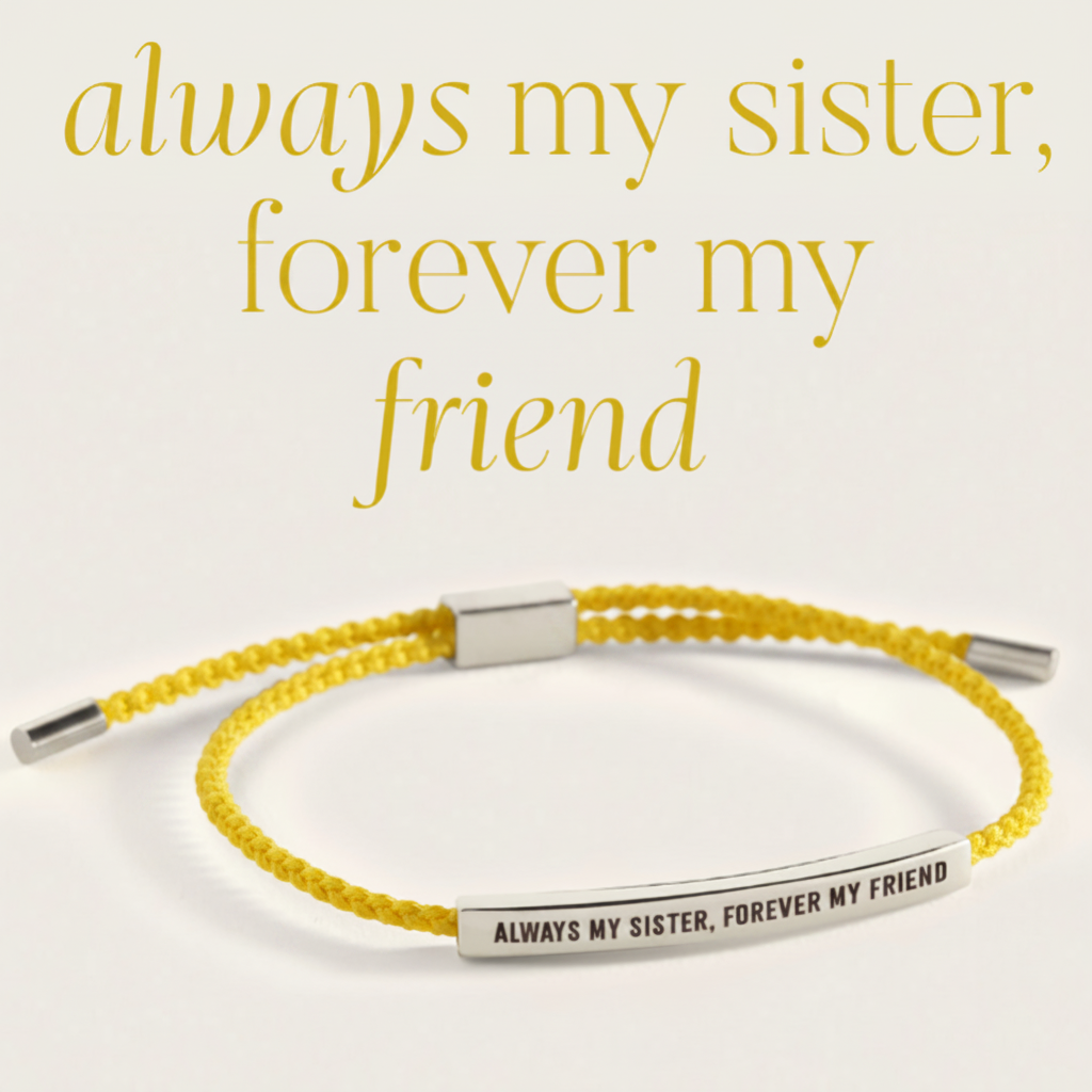 Always My Sister, Forever My Friend Inspire Bracelet in Lemon Yellow, silver by Seeyoura