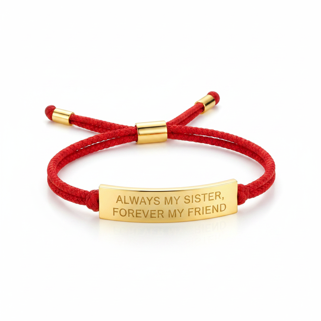 Always My Sister, Forever My Friend Inspire Bracelet in Lucky Red, gold by Seeyoura
