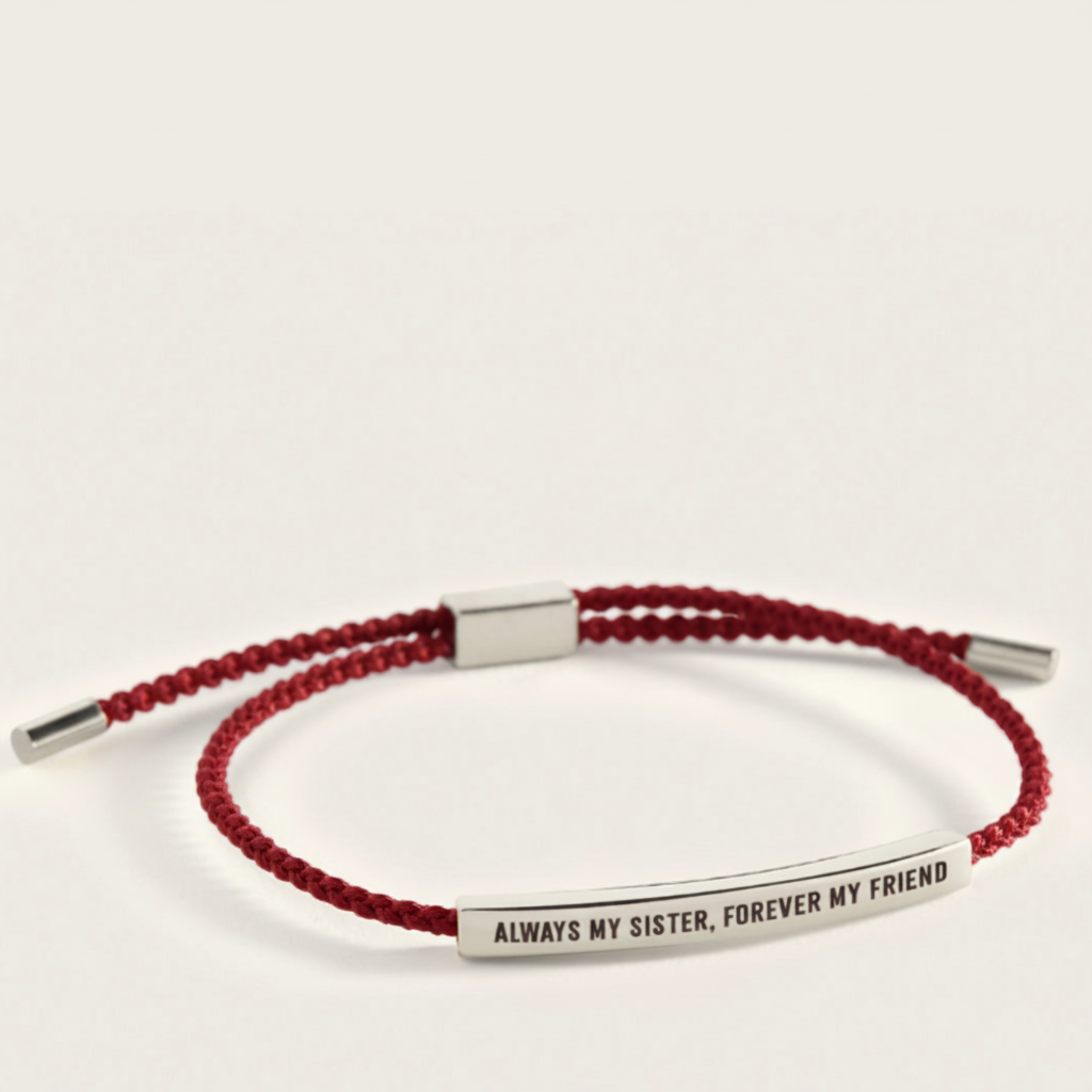 Always My Sister, Forever My Friend Inspire Bracelet in Lucky Red, silver by Seeyoura