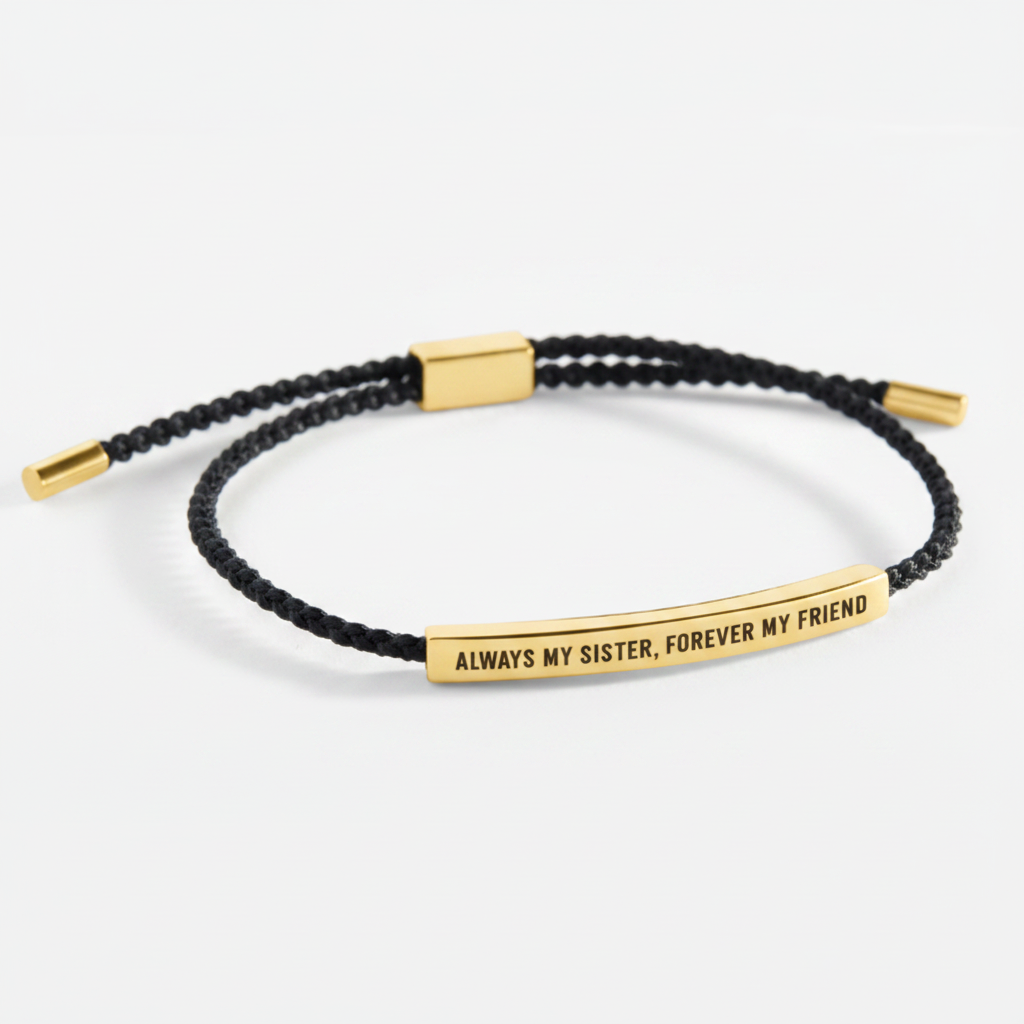 Always My Sister, Forever My Friend Inspire Bracelet in Midnight Black, gold by Seeyoura