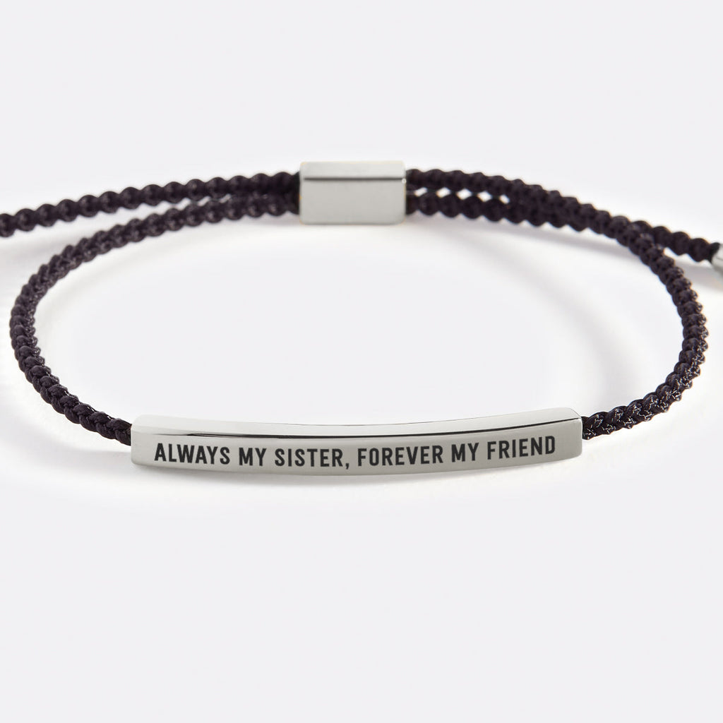 Always My Sister, Forever My Friend Inspire Bracelet in Midnight Black, silver by Seeyoura