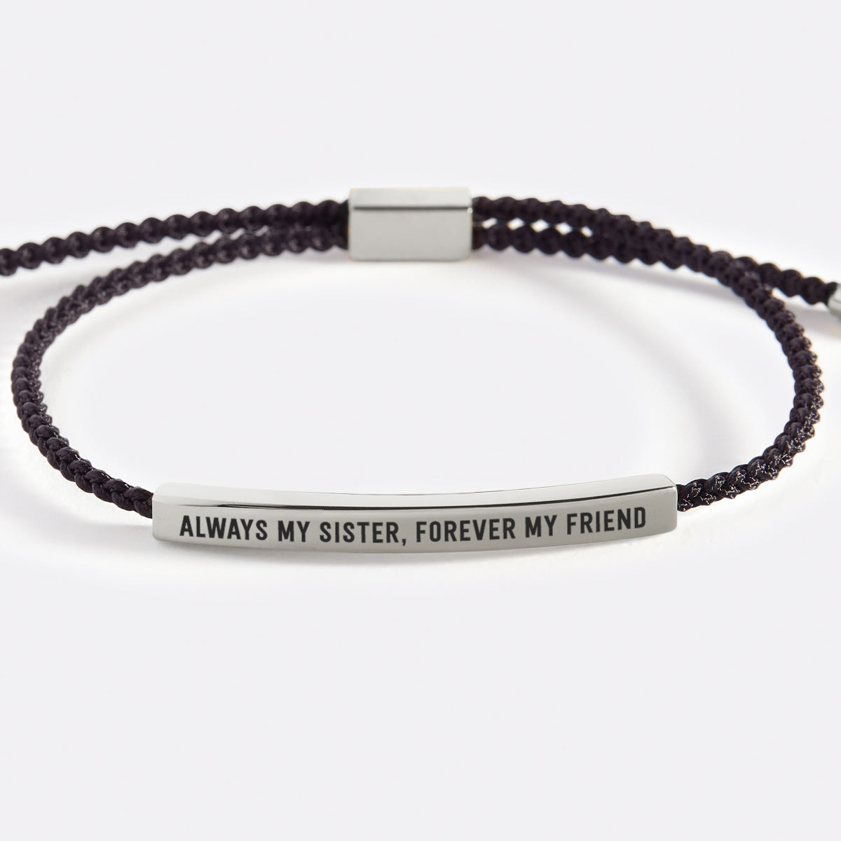 Always My Sister, Forever My Friend Inspire Bracelet in Midnight Black, silver by Seeyoura