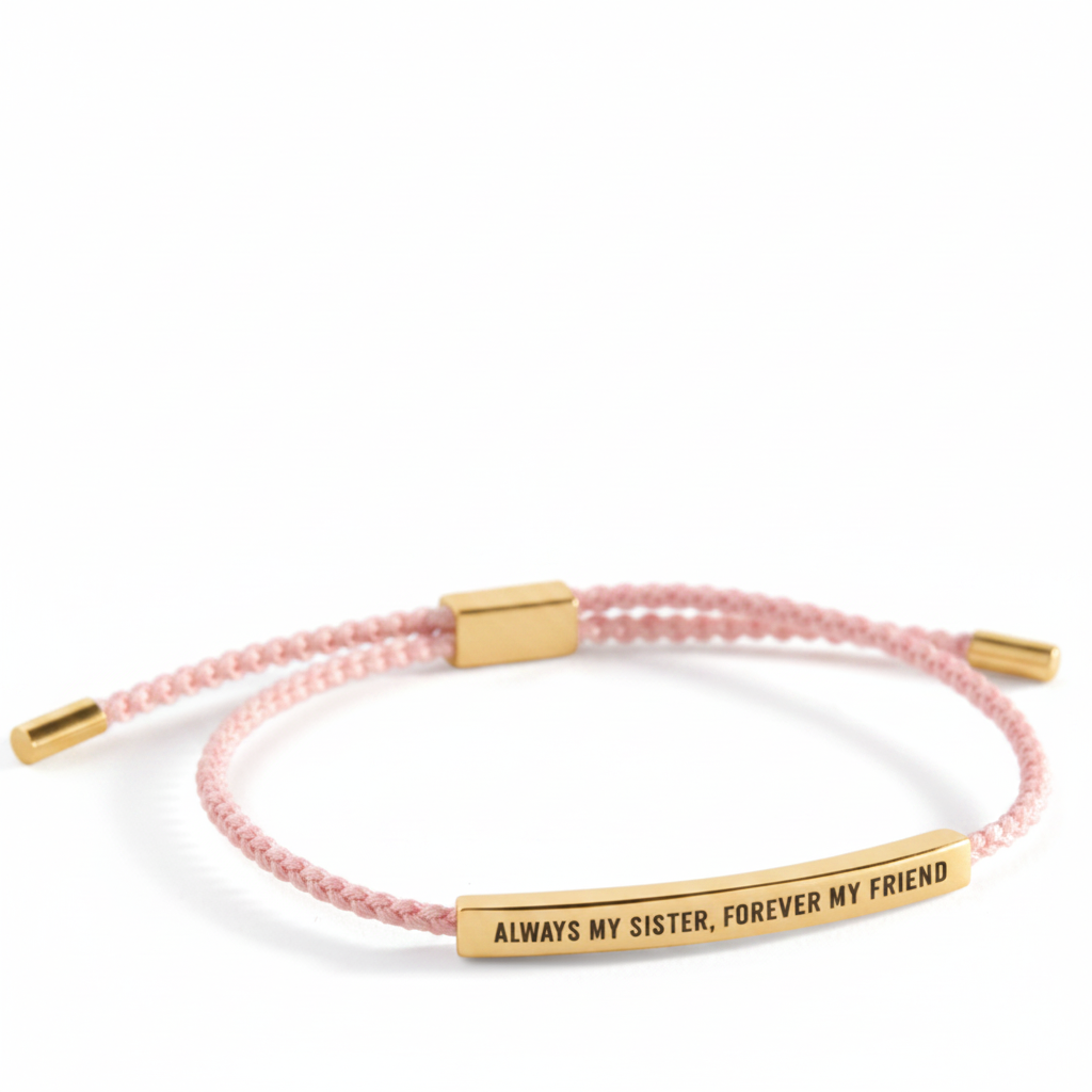 Always My Sister, Forever My Friend Inspire Bracelet in Pink, gold by Seeyoura