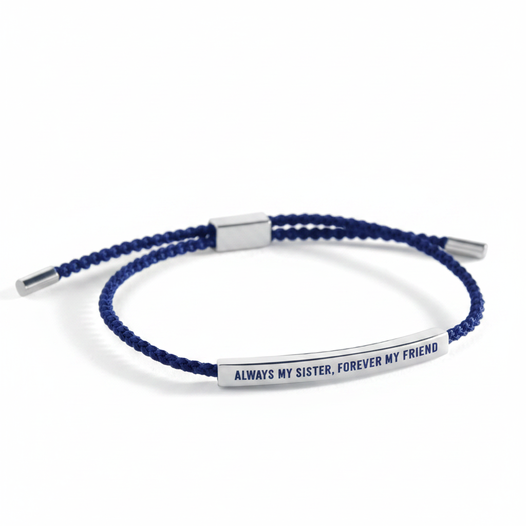 Always My Sister, Forever My Friend Inspire Bracelet in Royal Blue, silver by Seeyoura