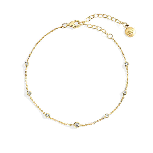 April Birthstone Station Bracelet in gold by Seeyoura