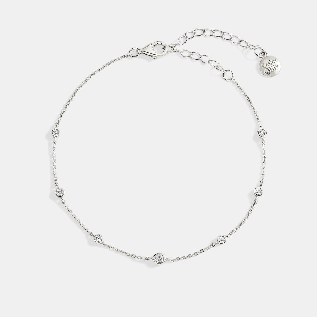 April Birthstone Station Bracelet in silver by Seeyoura
