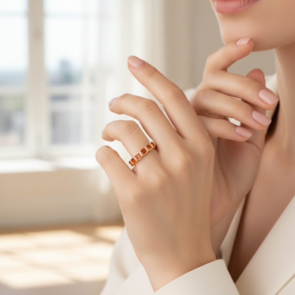 Emerald Cut Birthstone Eternity Ring by Seeyoura