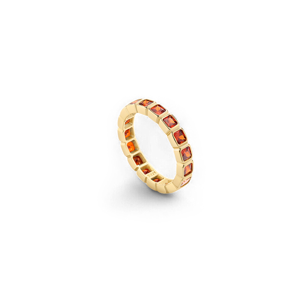 Emerald Cut Birthstone Eternity Ring in July Ruby, 9 by Seeyoura