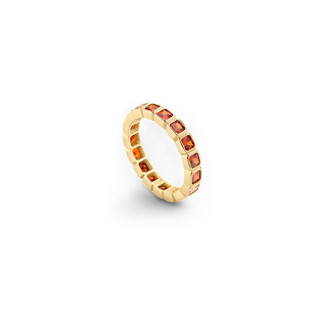 Emerald Cut Birthstone Eternity Ring in July Ruby, 9 by Seeyoura