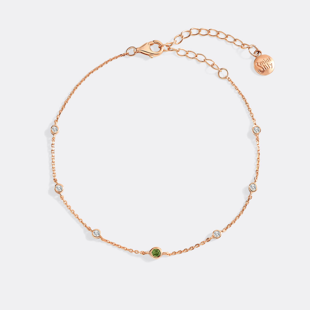 August Birthstone Station Bracelet in 18-k-rose-gold-over-sterling-silver by Seeyoura