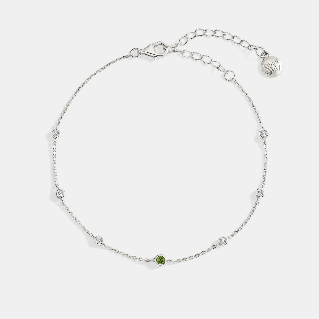 August Birthstone Station Bracelet in 925-sterling-silver by Seeyoura