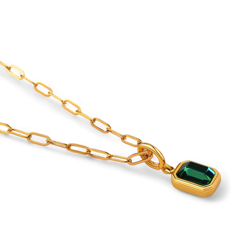 Baguette Birthstone Charm Necklace in 5, 16" by Seeyoura