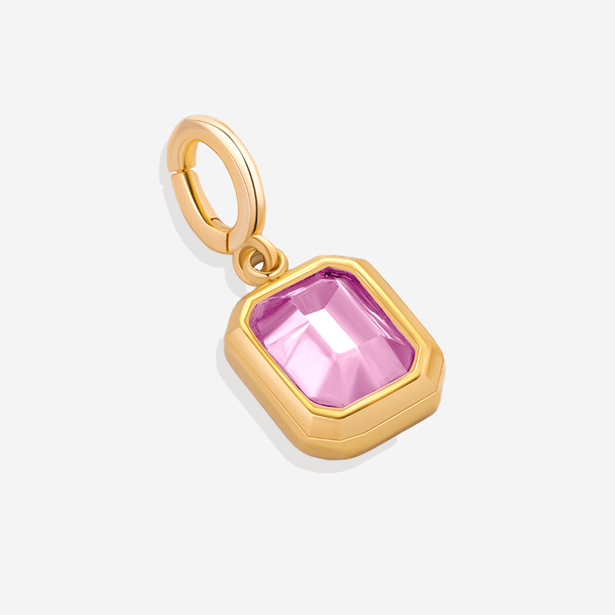 Baguette Birthstone Charm in pink-tourmaline-october by Seeyoura