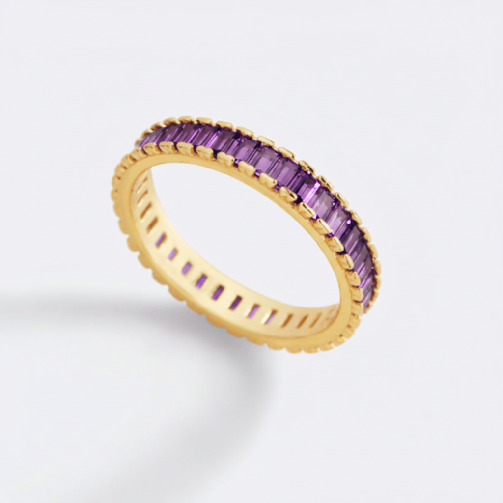 Baguette Birthstone Eternity Band in amethyst-february by Seeyoura
