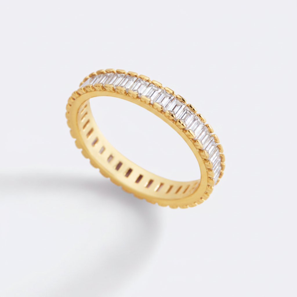 Baguette Birthstone Eternity Band in diamond-april by Seeyoura