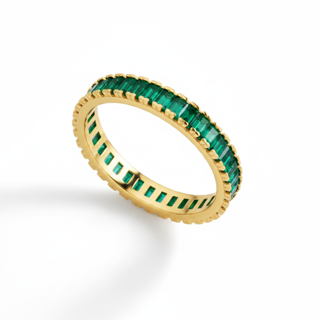 Baguette Birthstone Eternity Band in emerald-may by Seeyoura