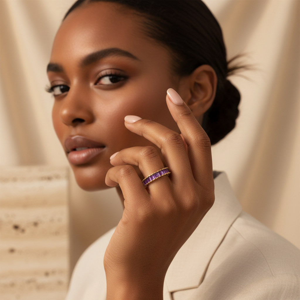 Baguette Birthstone Eternity Band by Seeyoura