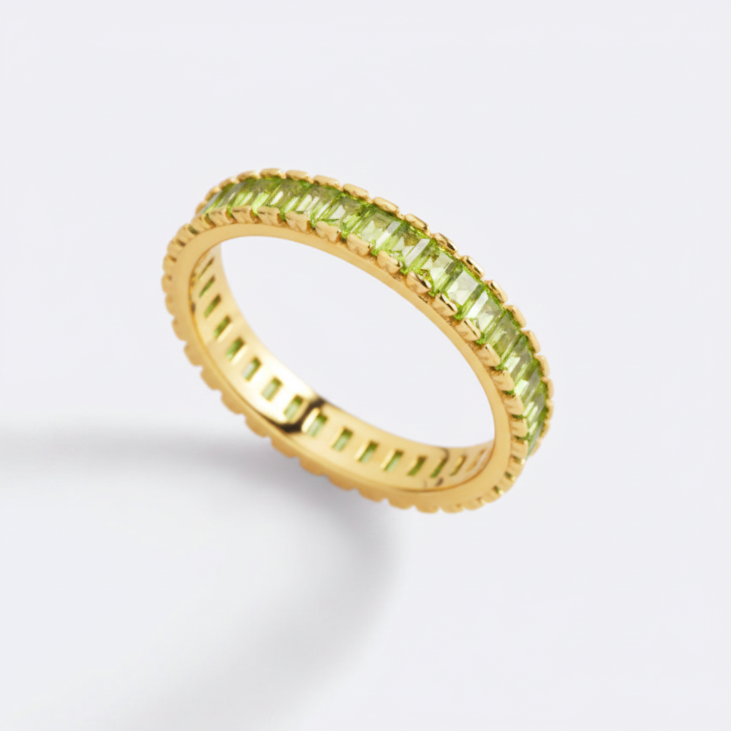 Baguette Birthstone Eternity Band in peridot-august by Seeyoura