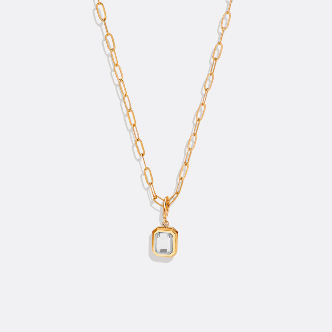 Baguette Birthstone Necklace in diamond-april, 16" by Seeyoura