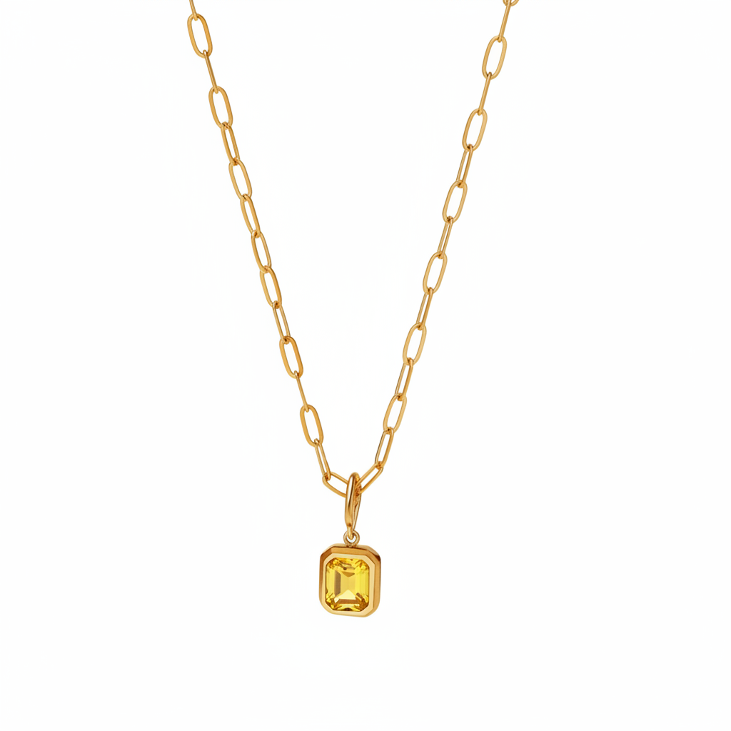 Baguette Birthstone Necklace in november-citrine, 16" by Seeyoura