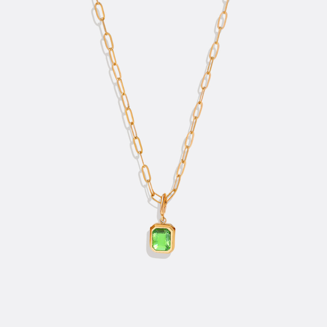 Baguette Birthstone Necklace in peridot-august, 16" by Seeyoura