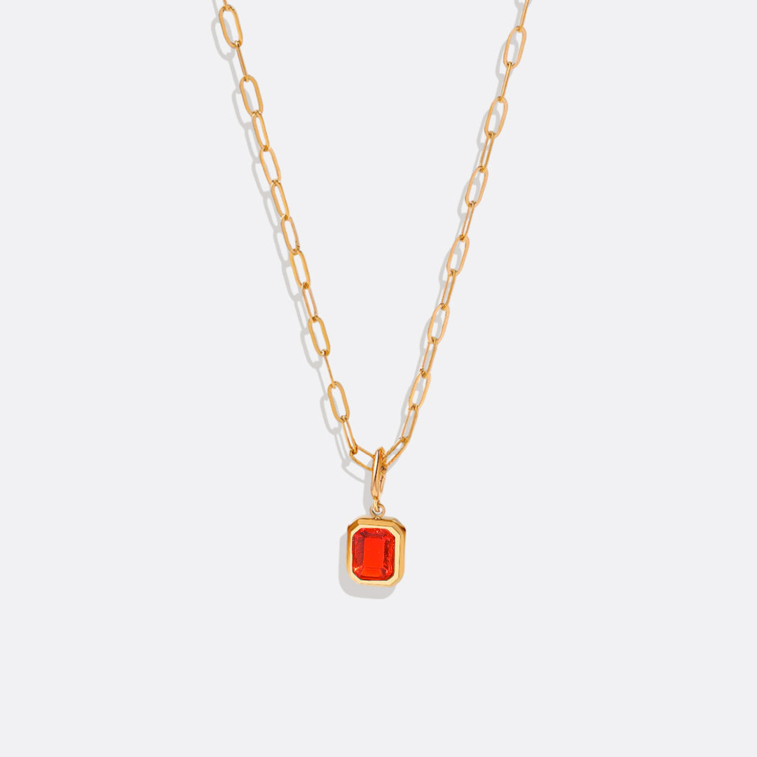 Baguette Birthstone Necklace in ruby-july, 16" by Seeyoura