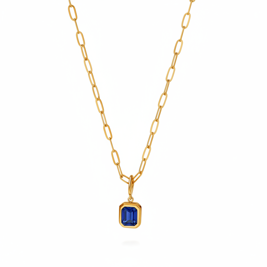 Baguette Birthstone Necklace in sapphire-september, 16" by Seeyoura