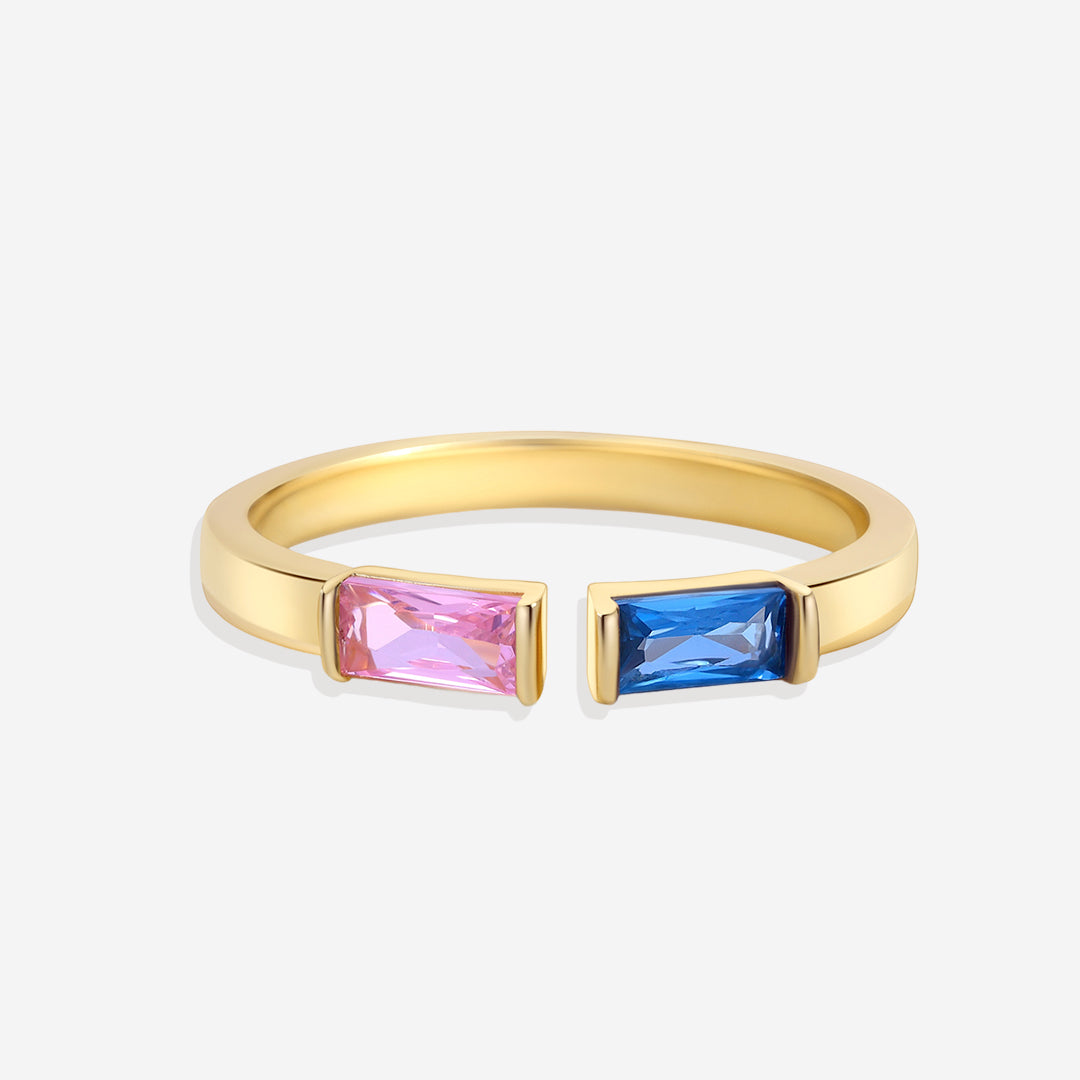 Adjustable Double Birthstone Ring in gold by Seeyoura