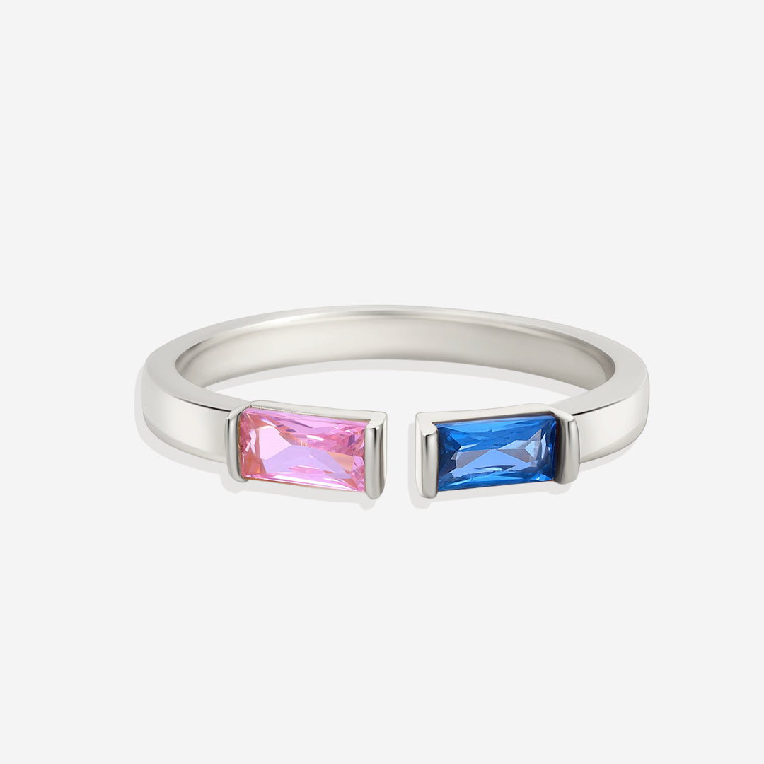 Adjustable Double Birthstone Ring in silver by Seeyoura