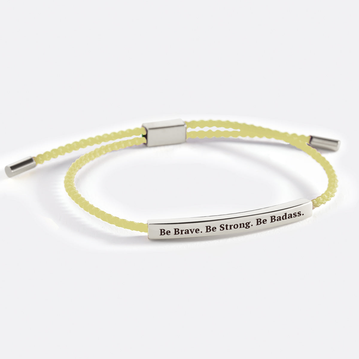 Be Brave. Be Strong. Be Badass. Inspire Bracelet in Lemon Yellow, silver by Seeyoura